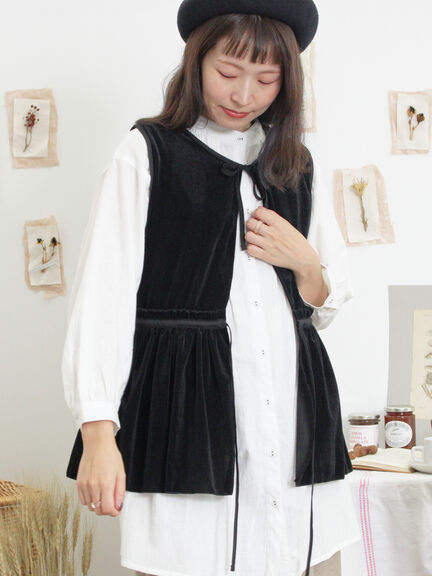 透けベロア前後2WAYベスト（ベージュ）｜Samansa Mos2（サマンサ モスモス）通販