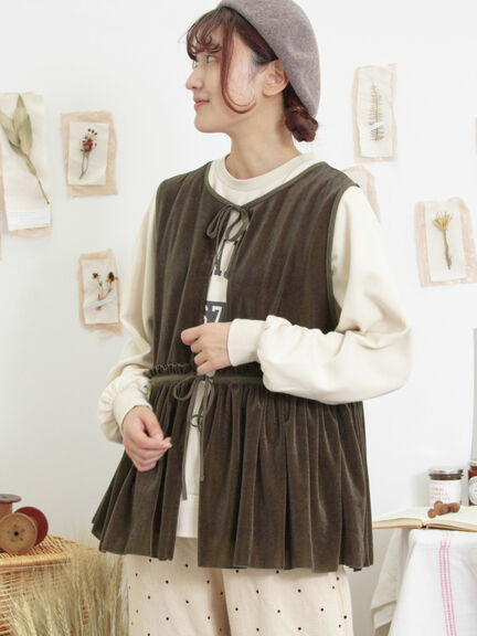 透けベロア前後2WAYベスト（ベージュ）｜Samansa Mos2（サマンサ モスモス）通販