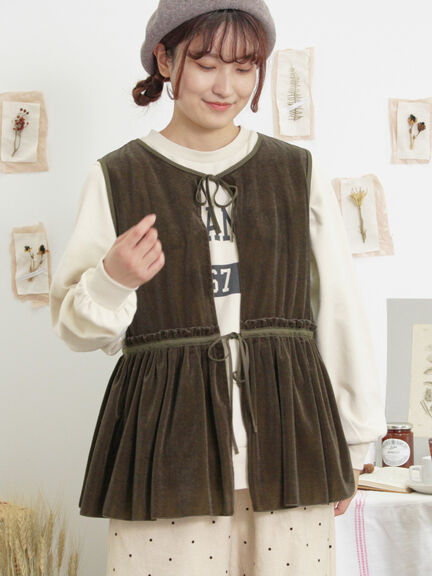 透けベロア前後2WAYベスト（ベージュ）｜Samansa Mos2（サマンサ モスモス）通販