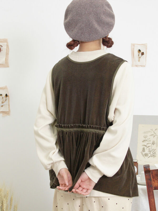 セール】 透けベロア前後2WAYベスト（ベージュ/アウター/ベスト