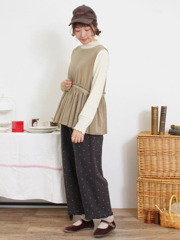 セール】 透けベロア前後2WAYベスト（ベージュ/アウター/ベスト