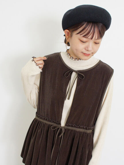 透けベロア前後2WAYベスト（ベージュ）｜Samansa Mos2（サマンサ モスモス）通販