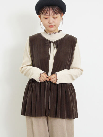 透けベロア前後2WAYベスト（ベージュ）｜Samansa Mos2（サマンサ モスモス）通販