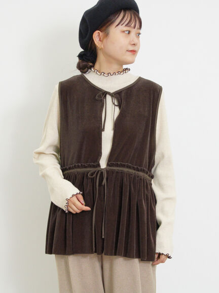 透けベロア前後2WAYベスト（ベージュ）｜Samansa Mos2（サマンサ モスモス）通販