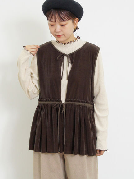 透けベロア前後2WAYベスト（ベージュ）｜Samansa Mos2（サマンサ モスモス）通販