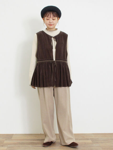 透けベロア前後2WAYベスト（ベージュ）｜Samansa Mos2（サマンサ モスモス）通販