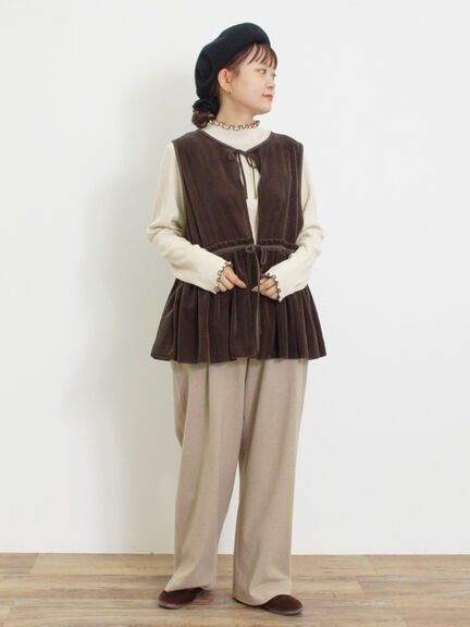 透けベロア前後2WAYベスト（ベージュ）｜Samansa Mos2（サマンサ モスモス）通販