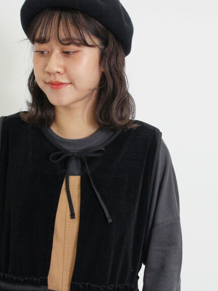 透けベロア前後2WAYベスト（ベージュ）｜Samansa Mos2（サマンサ モスモス）通販