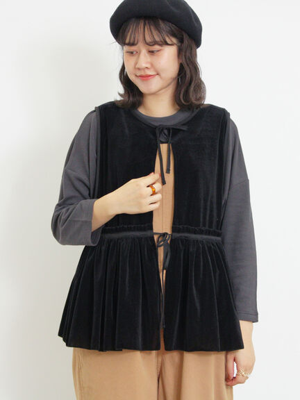 透けベロア前後2WAYベスト（ベージュ）｜Samansa Mos2（サマンサ モスモス）通販