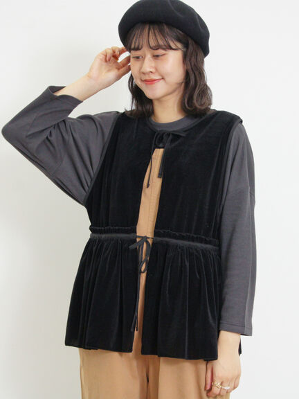 透けベロア前後2WAYベスト（ベージュ）｜Samansa Mos2（サマンサ モスモス）通販