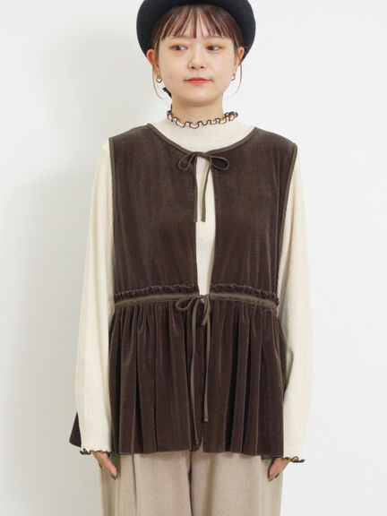 透けベロア前後2WAYベスト（ベージュ）｜Samansa Mos2（サマンサ モスモス）通販