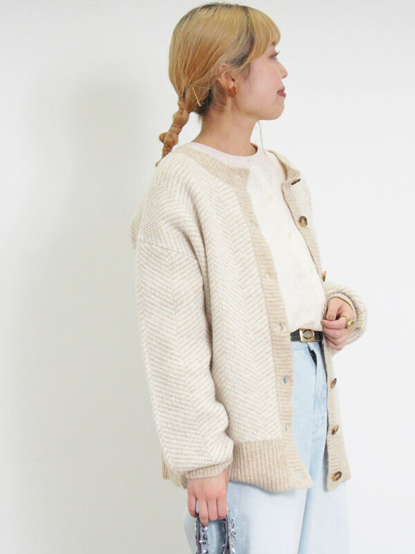 セール】 [SOFT FEEL KNIT]前後着ヘリンボーン柄カーディガン（ブラック/ベージュ/グリーン/ブルー/トップス/カーディガン）|  SM2（サマンサ モスモス）公式通販