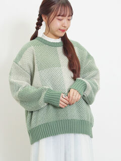 Armani Jeans ブロックチェック ニットブルゾン Armani Jeans ブロックチェック ニットブルゾン