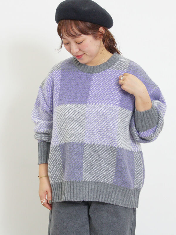 Armani Jeans ブロックチェック ニットブルゾン