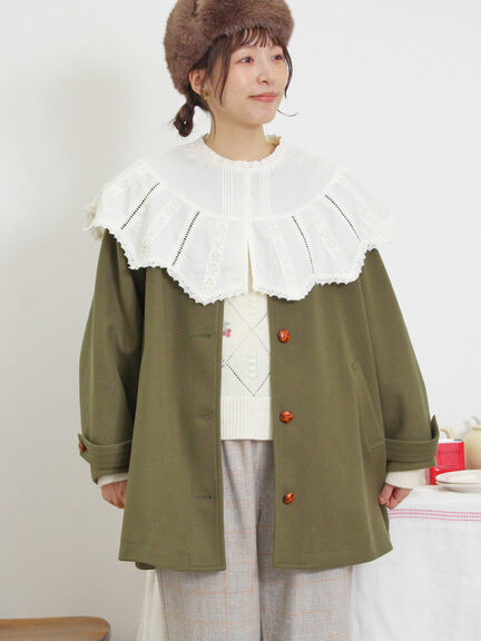 ウーリーライクミドル丈クルーネックコート（ブルー）｜Samansa Mos2（サマンサ モスモス）通販