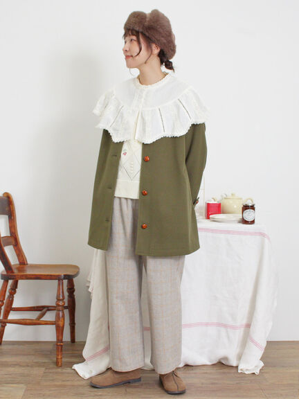 ウーリーライクミドル丈クルーネックコート（ブルー）｜Samansa Mos2（サマンサ モスモス）通販