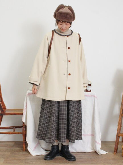 ウーリーライクミドル丈クルーネックコート（ブルー）｜Samansa Mos2（サマンサ モスモス）通販