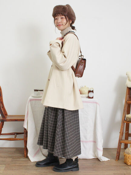 ウーリーライクミドル丈クルーネックコート（ブルー）｜Samansa Mos2（サマンサ モスモス）通販