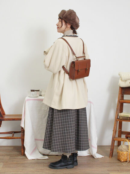 ウーリーライクミドル丈クルーネックコート（ブルー）｜Samansa Mos2（サマンサ モスモス）通販