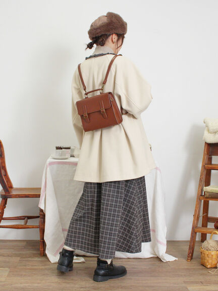 ウーリーライクミドル丈クルーネックコート（ブルー）｜Samansa Mos2（サマンサ モスモス）通販