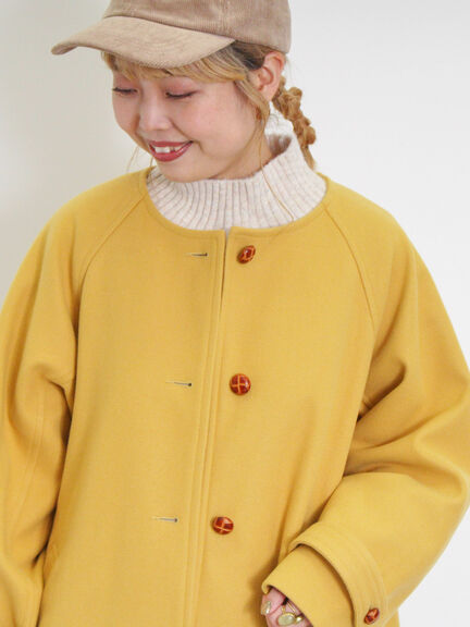 ウーリーライクミドル丈クルーネックコート（ブルー）｜Samansa Mos2（サマンサ モスモス）通販