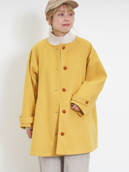 ウーリーライクミドル丈クルーネックコート（ブルー）｜Samansa Mos2（サマンサ モスモス）通販