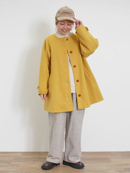 ウーリーライクミドル丈クルーネックコート（ブルー）｜Samansa Mos2（サマンサ モスモス）通販