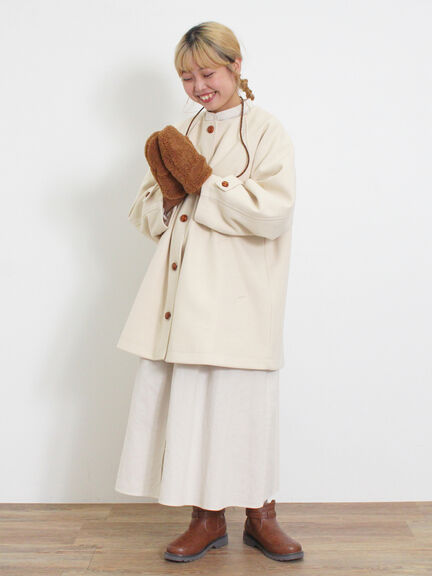 ウーリーライクミドル丈クルーネックコート（ブルー）｜Samansa Mos2（サマンサ モスモス）通販