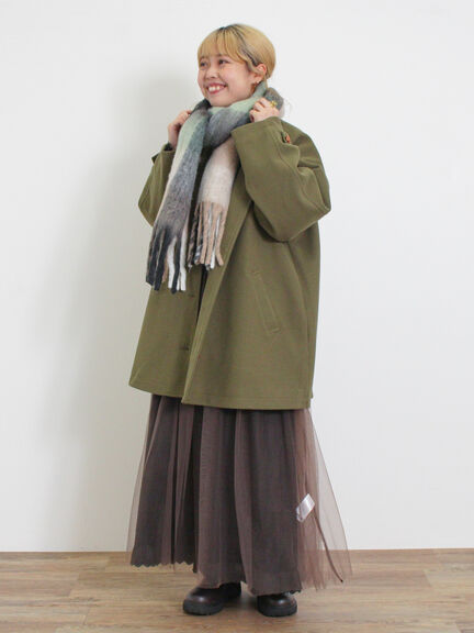 ウーリーライクミドル丈クルーネックコート（ブルー）｜Samansa Mos2（サマンサ モスモス）通販