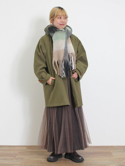 ウーリーライクミドル丈クルーネックコート（ブルー）｜Samansa Mos2（サマンサ モスモス）通販