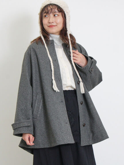 ウーリーライクミドル丈クルーネックコート（ブルー）｜Samansa Mos2（サマンサ モスモス）通販