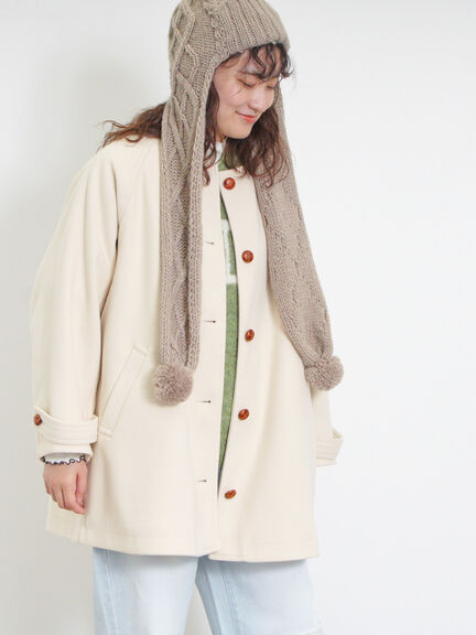 ウーリーライクミドル丈クルーネックコート（ブルー）｜Samansa Mos2（サマンサ モスモス）通販