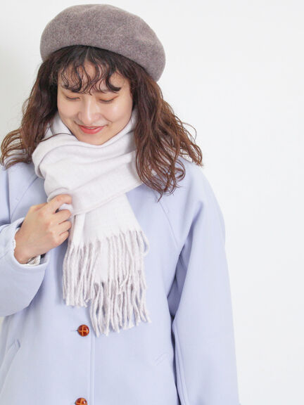 ウーリーライクミドル丈クルーネックコート（ブルー）｜Samansa Mos2（サマンサ モスモス）通販