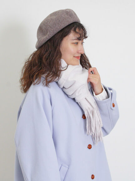 ウーリーライクミドル丈クルーネックコート（ブルー）｜Samansa Mos2（サマンサ モスモス）通販