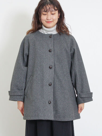 ウーリーライクミドル丈クルーネックコート（ブルー）｜Samansa Mos2（サマンサ モスモス）通販