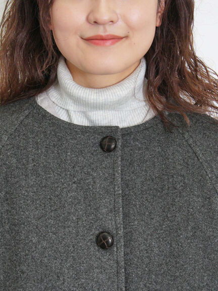 ウーリーライクミドル丈クルーネックコート（ブルー）｜Samansa Mos2（サマンサ モスモス）通販