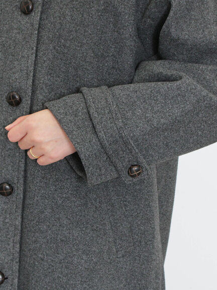 ウーリーライクミドル丈クルーネックコート（ブルー）｜Samansa Mos2（サマンサ モスモス）通販