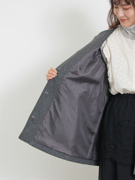 ウーリーライクミドル丈クルーネックコート（ブルー）｜Samansa Mos2（サマンサ モスモス）通販