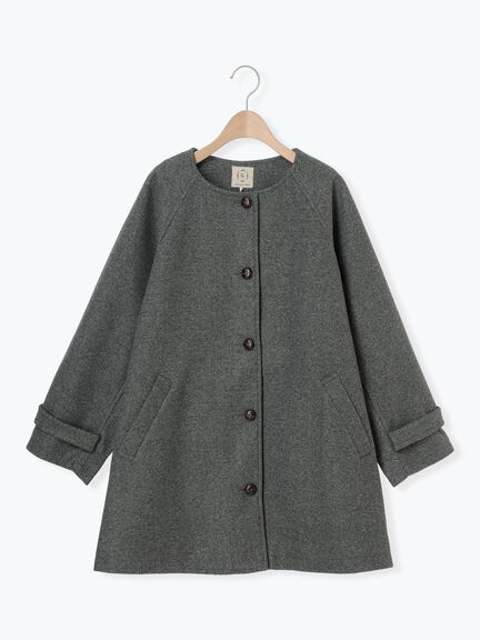 ウーリーライクミドル丈クルーネックコート（ブルー）｜Samansa Mos2（サマンサ モスモス）通販