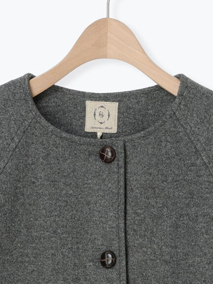 ウーリーライクミドル丈クルーネックコート（ブルー）｜Samansa Mos2（サマンサ モスモス）通販