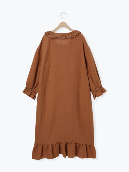 【立川限定】リネンフリルカラー前開きワンピース（オフホワイト/ボルドー/キャメル/キナリ）｜Samansa Mos2（サマンサ モスモス）通販