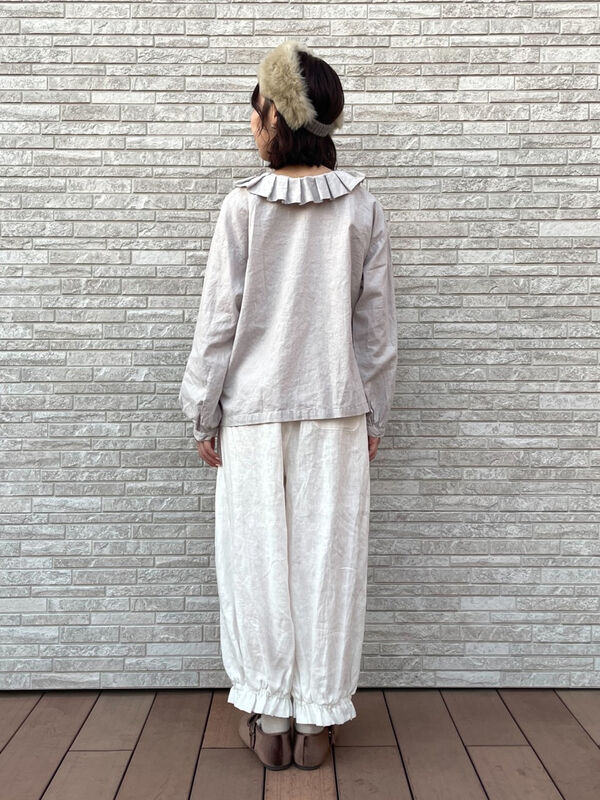 最終価格　サマンサモスモス　立川限定　リネン裾フリルギャザーパンツ　モカ 立川限定】リネン裾フリルパンツ（オフホワイト