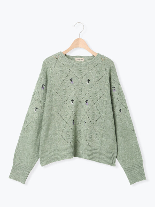 定価22万 マイケルコース カシミヤ ニット アーガイル ビジュー 刺繍