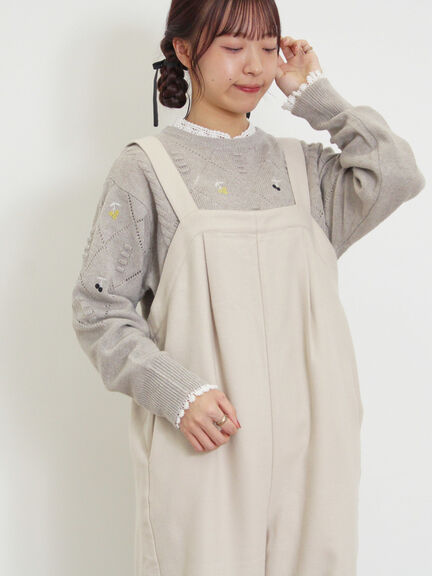 ウール混タックサロペット（ブラック）｜Samansa Mos2（サマンサ モスモス）通販