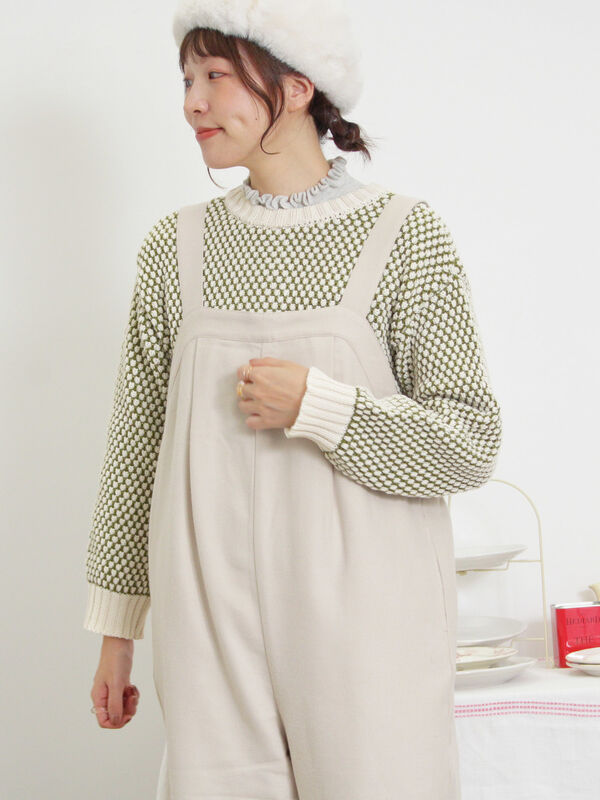 セール】 ウール混タックサロペット（ブラック/ワンピース/サロペット