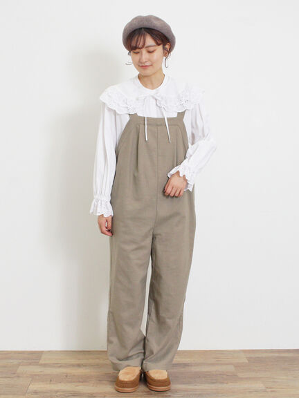 ウール混タックサロペット（ブラック）｜Samansa Mos2（サマンサ モスモス）通販