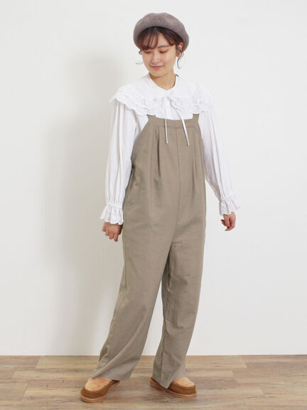 ウール混タックサロペット（ブラック）｜Samansa Mos2（サマンサ モスモス）通販