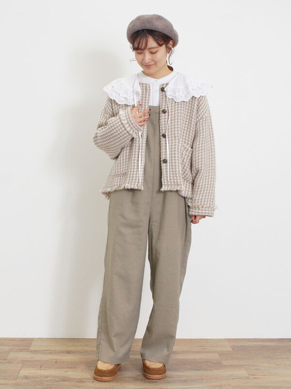 セール】 ウール混タックサロペット（ブラック/ワンピース/サロペット