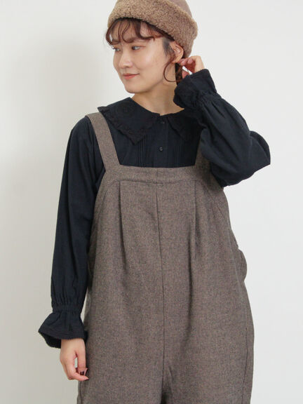 ウール混タックサロペット（ブラック）｜Samansa Mos2（サマンサ モスモス）通販