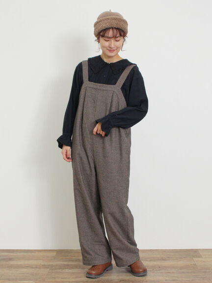 ウール混タックサロペット（ブラック）｜Samansa Mos2（サマンサ モスモス）通販